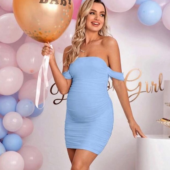 SHEIN Dresses & Skirts - Maternity Off the shoulder, ruched bodycon dress.
